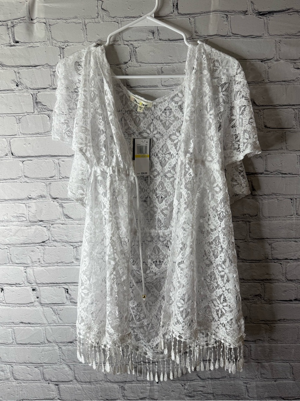 NWT Miken swim white lace swim cover up medium